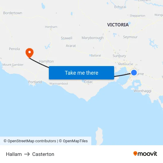 Hallam to Casterton map
