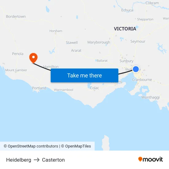 Heidelberg to Casterton map