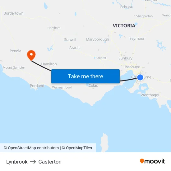 Lynbrook to Casterton map