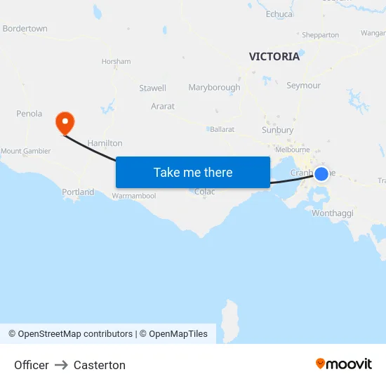 Officer to Casterton map