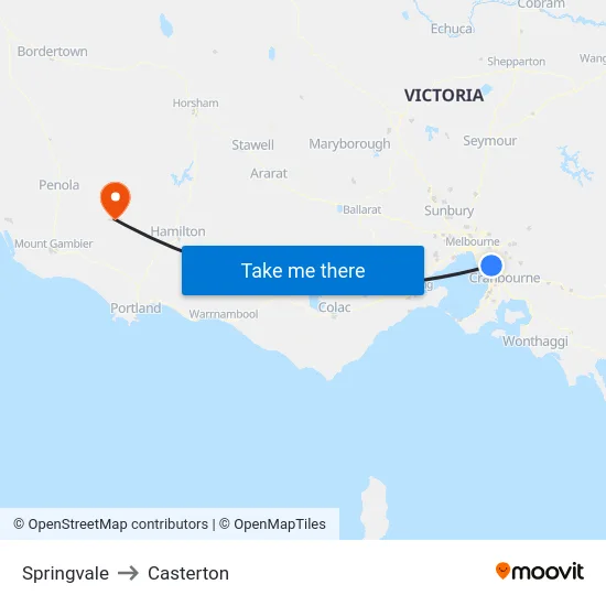 Springvale to Casterton map
