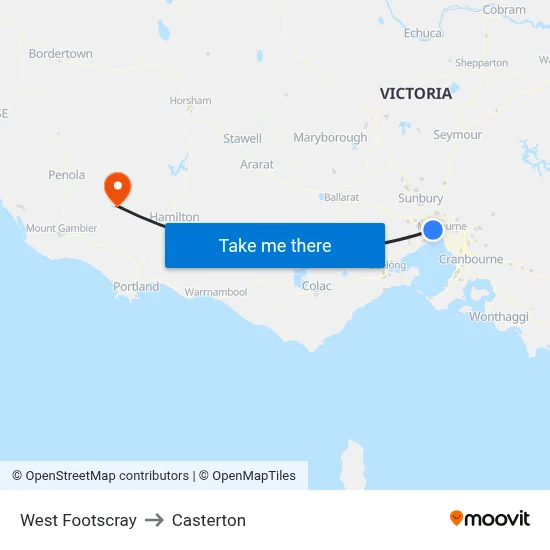 West Footscray to Casterton map