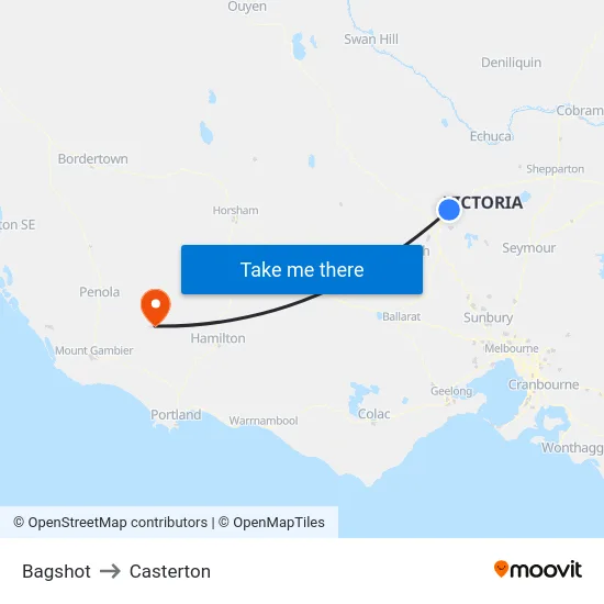 Bagshot to Casterton map