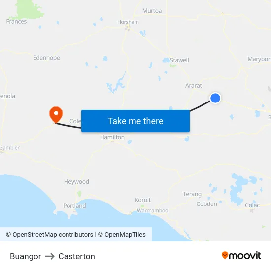 Buangor to Casterton map