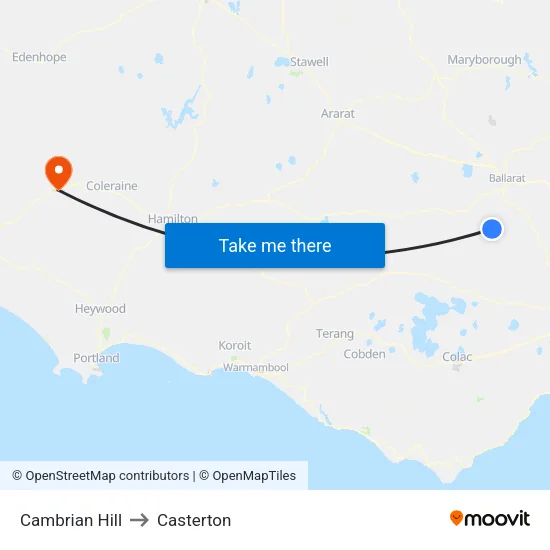 Cambrian Hill to Casterton map