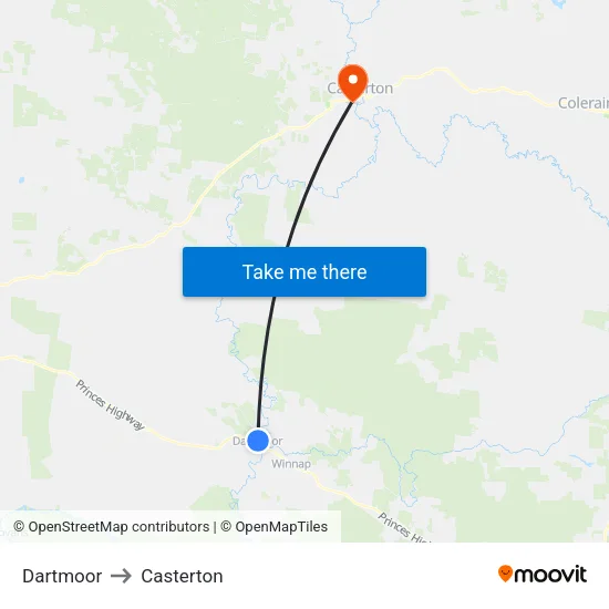 Dartmoor to Casterton map
