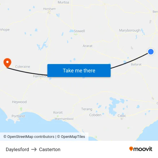 Daylesford to Casterton map