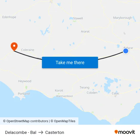 Delacombe - Bal to Casterton map