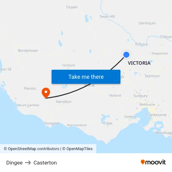 Dingee to Casterton map