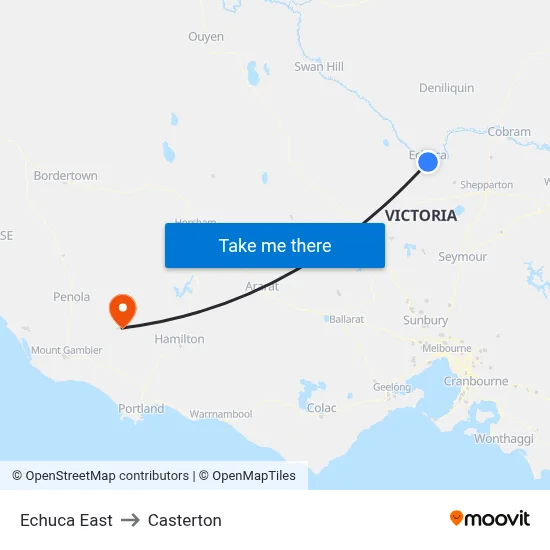 Echuca East to Casterton map