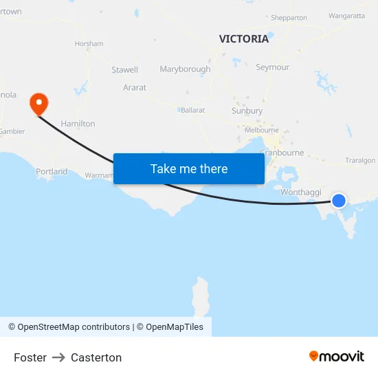 Foster to Casterton map