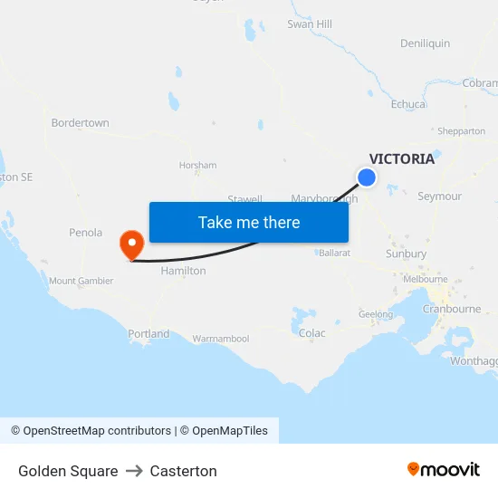 Golden Square to Casterton map