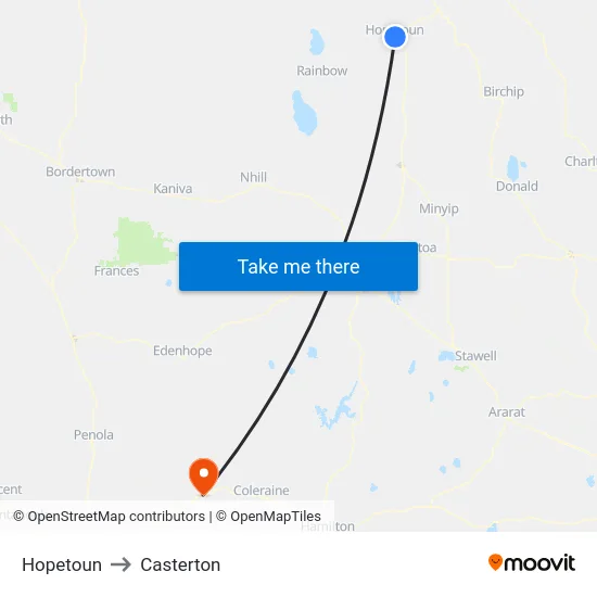Hopetoun to Casterton map