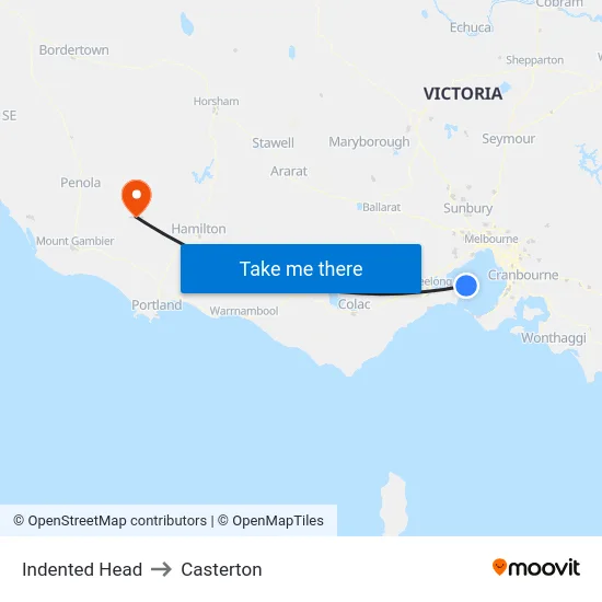 Indented Head to Casterton map