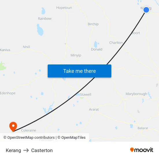 Kerang to Casterton map