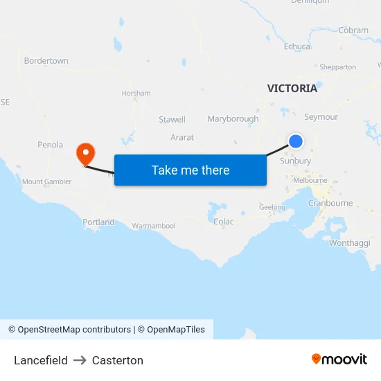 Lancefield to Casterton map