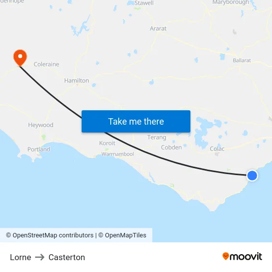 Lorne to Casterton map