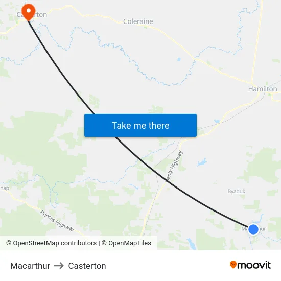 Macarthur to Casterton map