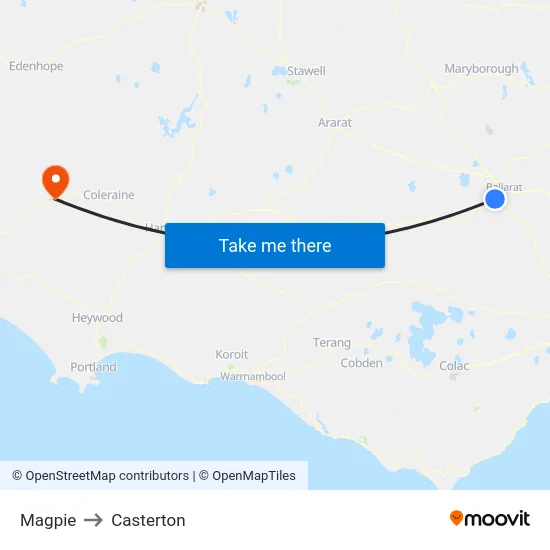 Magpie to Casterton map