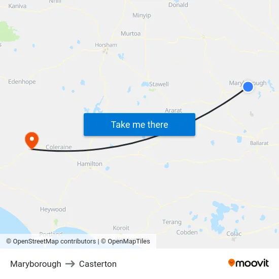 Maryborough to Casterton map