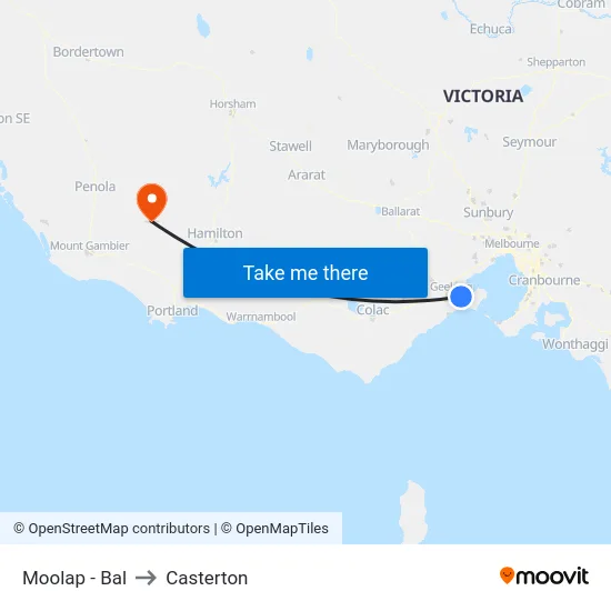Moolap - Bal to Casterton map