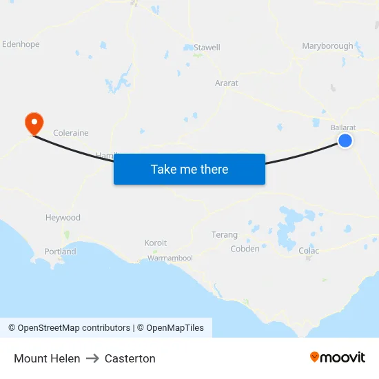 Mount Helen to Casterton map