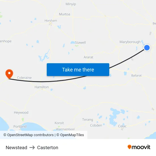 Newstead to Casterton map