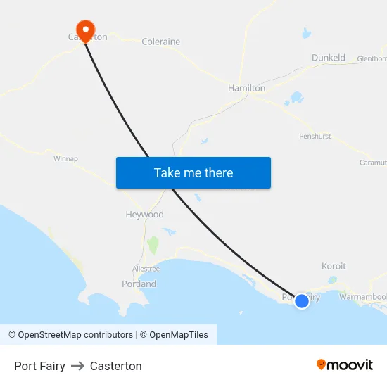 Port Fairy to Casterton map