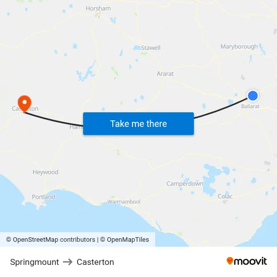 Springmount to Casterton map
