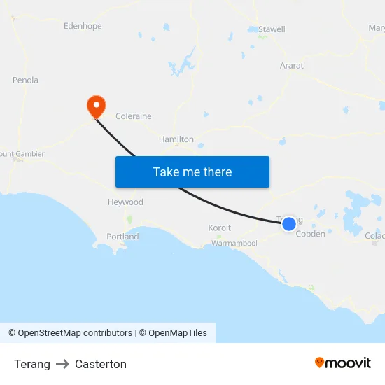 Terang to Casterton map
