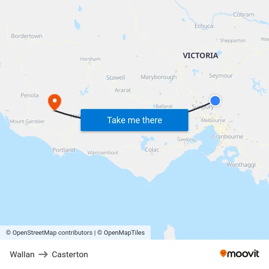 Wallan to Casterton map