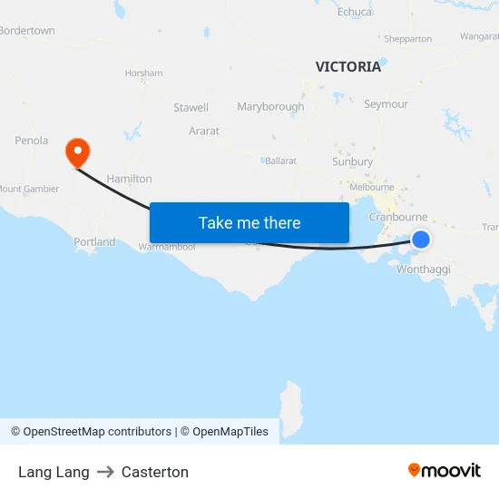 Lang Lang to Casterton map