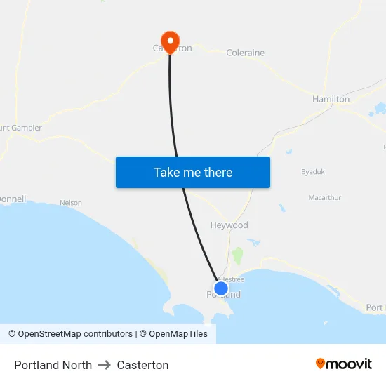 Portland North to Casterton map