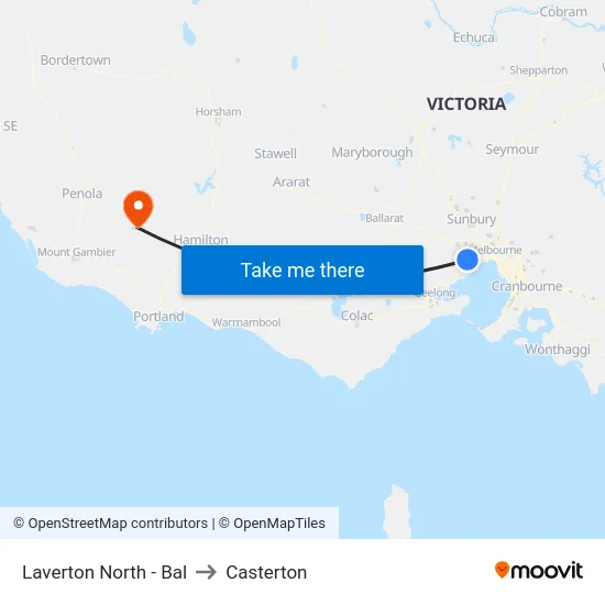 Laverton North - Bal to Casterton map
