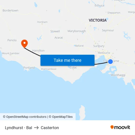 Lyndhurst - Bal to Casterton map