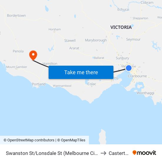 Swanston St/Lonsdale St (Melbourne City) to Casterton map