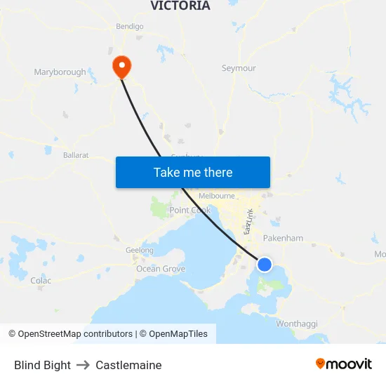 Blind Bight to Castlemaine map