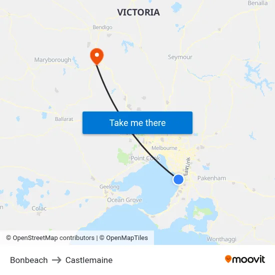 Bonbeach to Castlemaine map