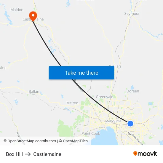Box Hill to Castlemaine map