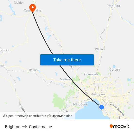 Brighton to Castlemaine map
