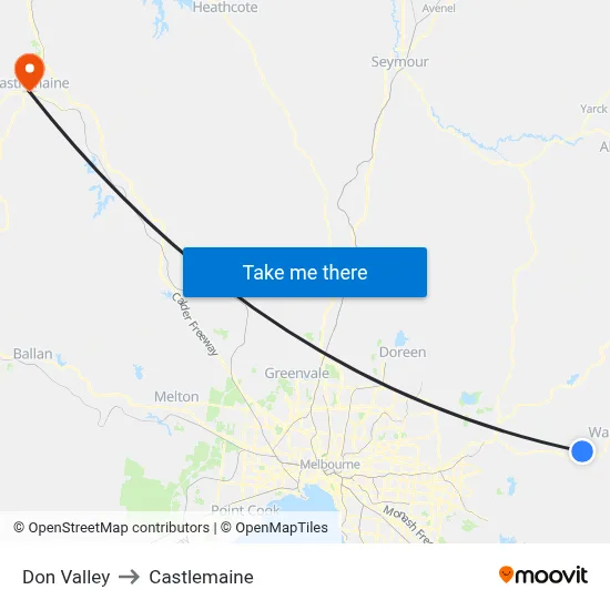 Don Valley to Castlemaine map