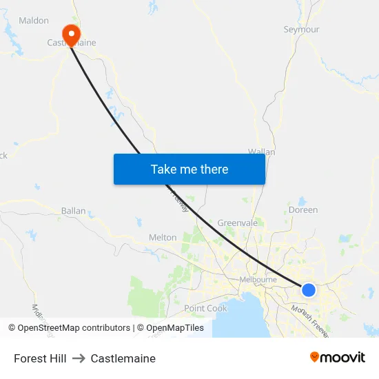 Forest Hill to Castlemaine map
