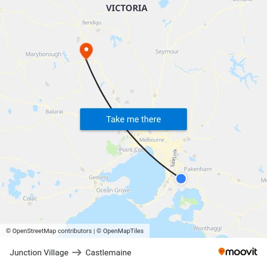 Junction Village to Castlemaine map