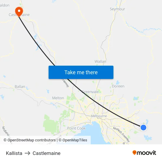 Kallista to Castlemaine map