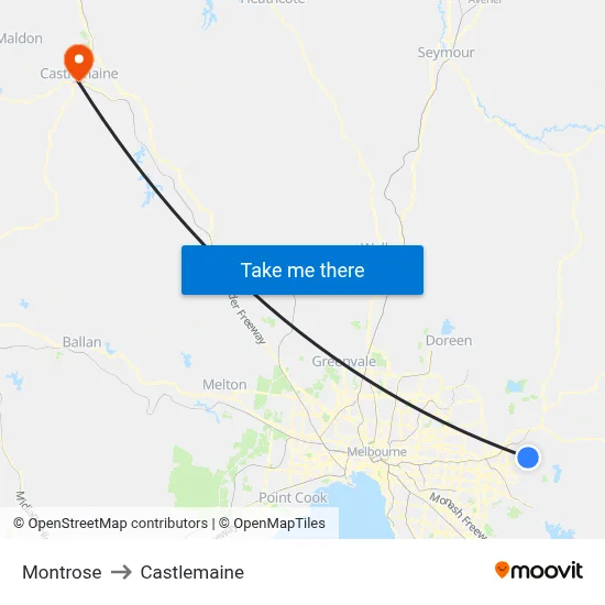 Montrose to Castlemaine map