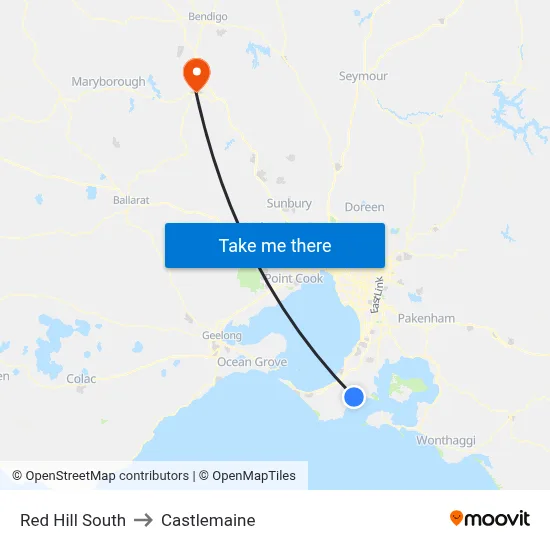 Red Hill South to Castlemaine map