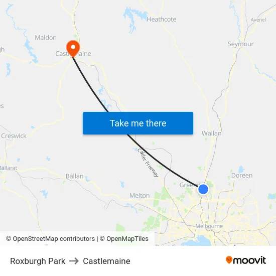 Roxburgh Park to Castlemaine map