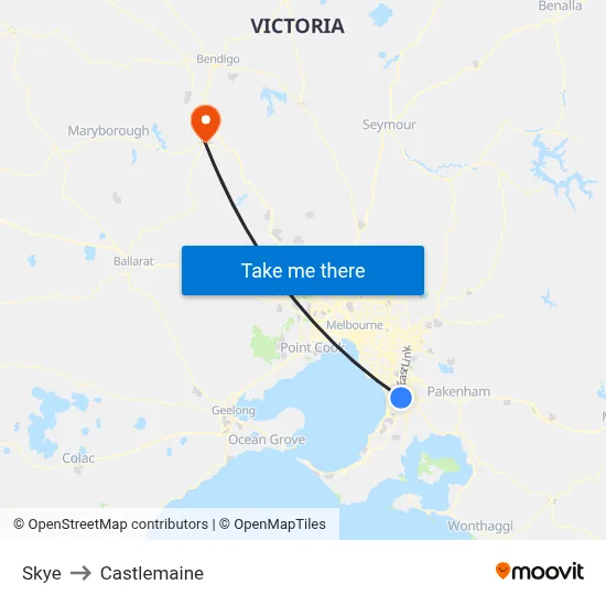 Skye to Castlemaine map