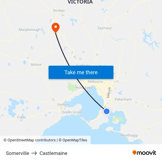 Somerville to Castlemaine map