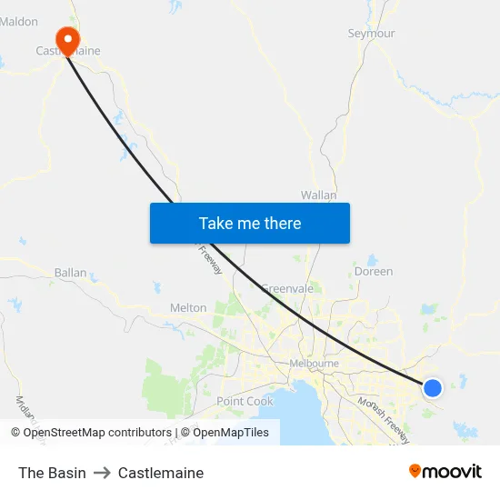 The Basin to Castlemaine map